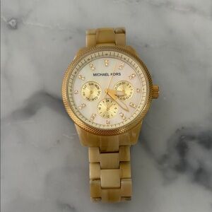 Michael Kors Gold and Tan Women's Watch